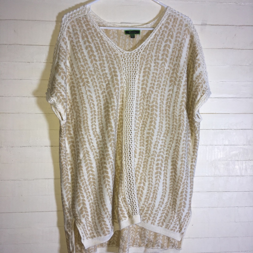 C Wonder Oversize Crochet Linen Cap Sleeve Top